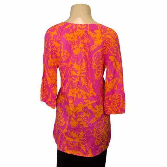 Tibi 100% Cotton Floral Pink and Orange Tunic - Picture 5 of 8
